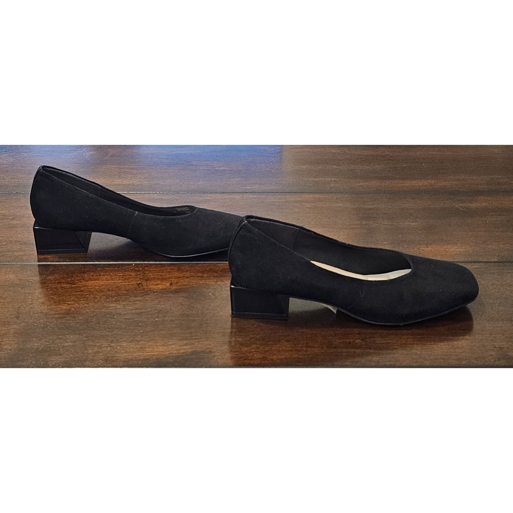 Gianni Bini Walt Suede Square Toe Block Heel Pumps Size 6‎ Black